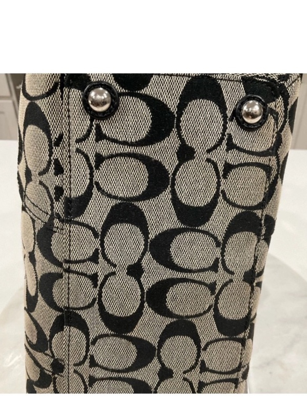 Coach Black and Gray Signature Canvas Shoulder Bag - Picture 8 of 9